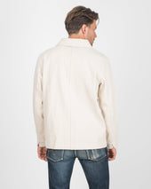 STF 11.5oz Undyed Bull Denim Chore Jacket - Ecru