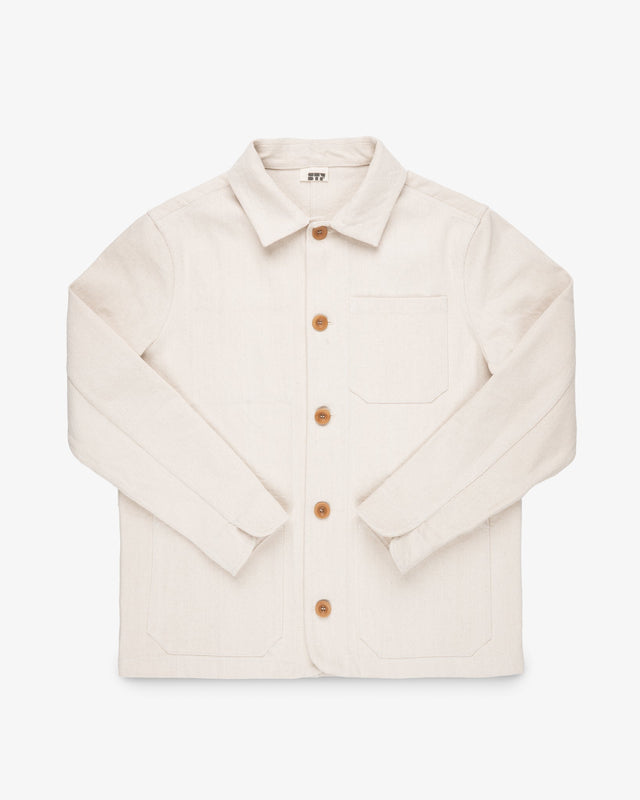 STF 11.5oz Undyed Bull Denim Chore Jacket - Ecru