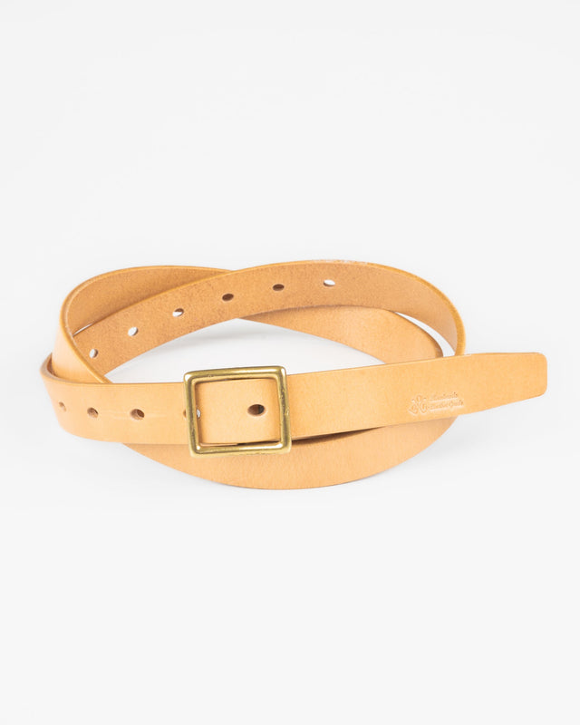 OGL Obbies Square Buckle Leather Belt - Natural