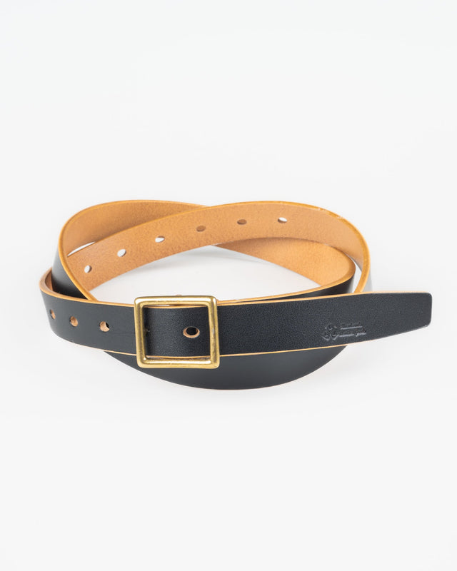 OGL Obbies Square Buckle Leather Belt - Hand Dyed Black