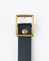 OGL Obbies Square Buckle Leather Belt - Full Dyed Black