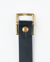 OGL Obbies Square Buckle Leather Belt - Full Dyed Black