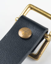 OGL Obbies Square Buckle Leather Belt - Full Dyed Black