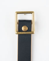 OGL Obbies Square Buckle Leather Belt - Hand Dyed Black