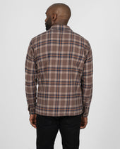 Slubby Heavy Flannel Check Work Overshirt - Brown