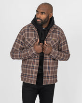Slubby Heavy Flannel Check Work Overshirt - Brown