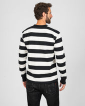 11oz Cotton Knit Long-Sleeved Sweater - Black/White