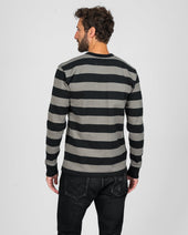 11oz Cotton Knit Long-Sleeved Sweater - Grey/Black