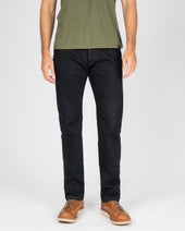14oz Selvedge Denim Relaxed Tapered Cut Jeans - Indigo Overdyed Black