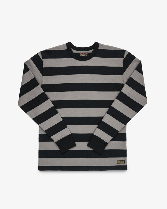 11oz Cotton Knit Long-Sleeved Sweater - Grey/Black