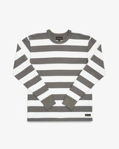 11oz Cotton Knit Long-Sleeved Sweater - Grey/White