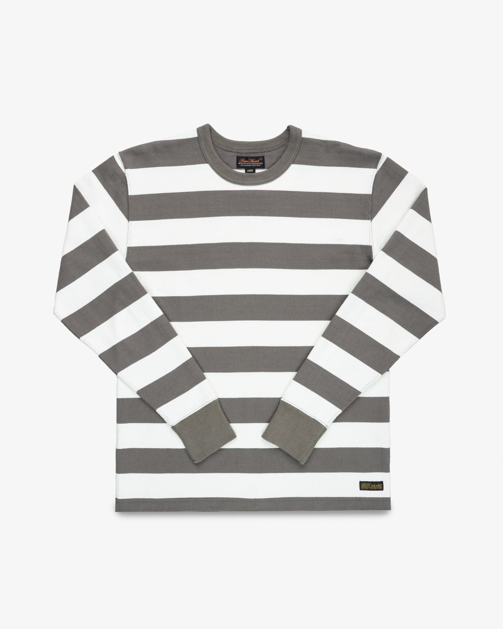 11oz Cotton Knit Long-Sleeved Sweater - Grey/White
