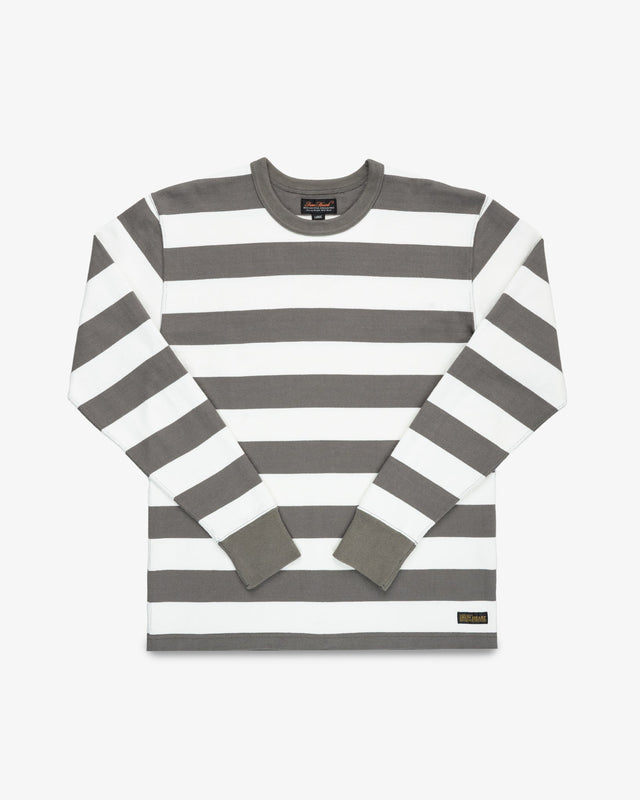 11oz Cotton Knit Long-Sleeved Sweater - Grey/White