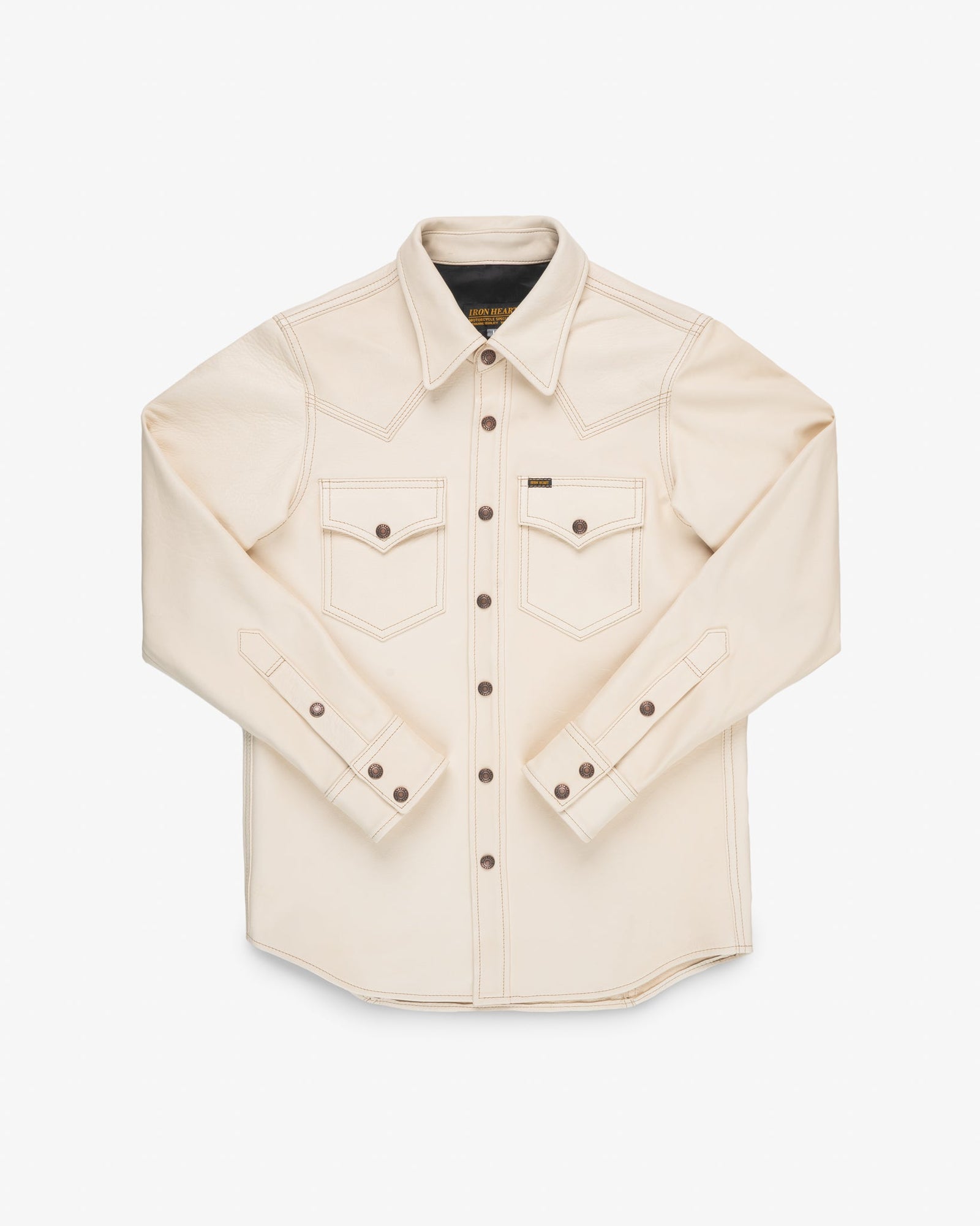 Iron Heart x Simmons Bilt Horsehide Western Shirt - The Pale Rider - Natural