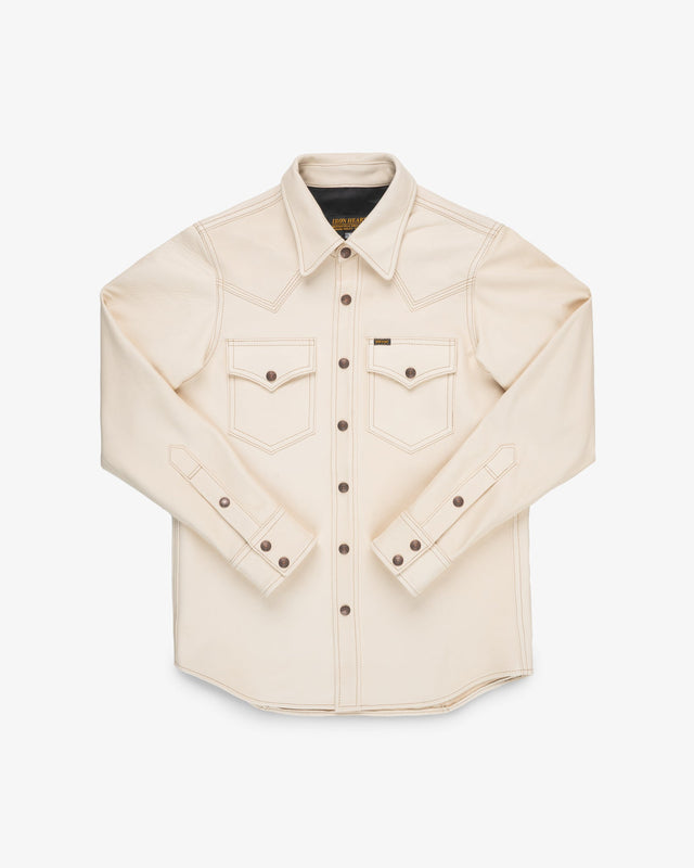 Iron Heart x Simmons Bilt Horsehide Western Shirt - The Pale Rider - Natural
