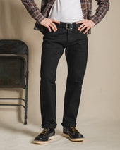 21oz Selvedge Denim Straight Cut Jeans - Superblack (Fades To Grey)