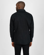 12oz Selvedge Denim Western Shirt "The Johnny Cash III" - Superblack