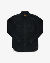 12oz Selvedge Denim Western Shirt "The Johnny Cash III" - Superblack