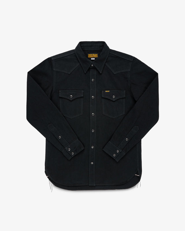 12oz Selvedge Denim Western Shirt "The Johnny Cash III" - Superblack