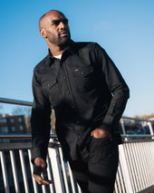 12oz Selvedge Denim Western Shirt "The Johnny Cash III" - Superblack