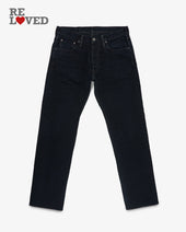 14oz Broken Twill Selvedge Denim Straight Cut Jeans - Indigo Overdyed Black (IH-634SBR-14od) Tag 33, Hemmed to 32.0"