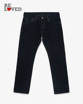 14oz Broken Twill Selvedge Denim Slim Tapered Cut Jeans - Indigo Overdyed Black (IH-777SBR-14od) Tag 34, Hemmed to 29.5"