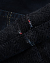 14oz Broken Twill Selvedge Denim Slim Tapered Cut Jeans - Indigo Overdyed Black (IH-777SBR-14od) Tag 34, Hemmed to 29.5"