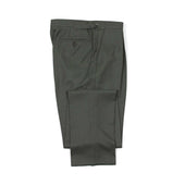 x Sartoria Carrara: side tab trousers in Fox Bros dark sage green worsted flannel (separates)