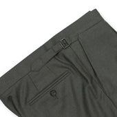 X Sartoria Carrara Side Tab Trousers In Fox Bros Dark Green Worsted Flannel