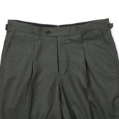 X Sartoria Carrara Side Tab Trousers In Fox Bros Dark Green Worsted Flannel