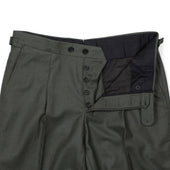 X Sartoria Carrara Side Tab Trousers In Fox Bros Dark Green Worsted Flannel