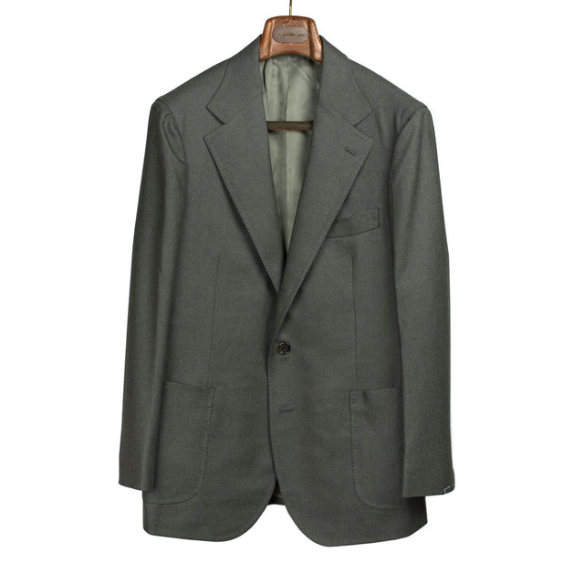 x Sartoria Carrara: jacket in Fox Bros dark sage green worsted flannel (separates)