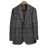 x Sartoria Carrara: sport coat in Lovat grey, maroon and aqua plaid tweed