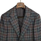 X Sartoria Carrara Sport Coat In Lovat Grey Maroon And Aqua Plaid Tweed