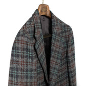 X Sartoria Carrara Sport Coat In Lovat Grey Maroon And Aqua Plaid Tweed