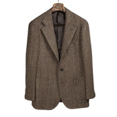 x Sartoria Carrara: sport coat in Lovat beige, brown and olive tonal plaid tweed