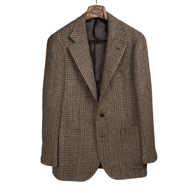 x Sartoria Carrara: sport coat in Lovat beige, brown and olive tonal plaid tweed