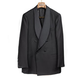 x Sartoria Carrara: double-breasted shawl collar tuxedo jacket in Drapers black wool and mohair barathea (separates)