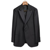 x Sartoria Carrara: single breasted peak lapel tuxedo jacket in Drapers black wool and mohair barathea (separates)