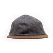 Five Panel Cap In And Blue Check Wool Mix Microsuede Bill