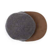 Five Panel Cap In And Blue Check Wool Mix Microsuede Bill