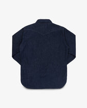 12oz Selvedge Denim Western Shirt With Tonal Stitching - Indigo