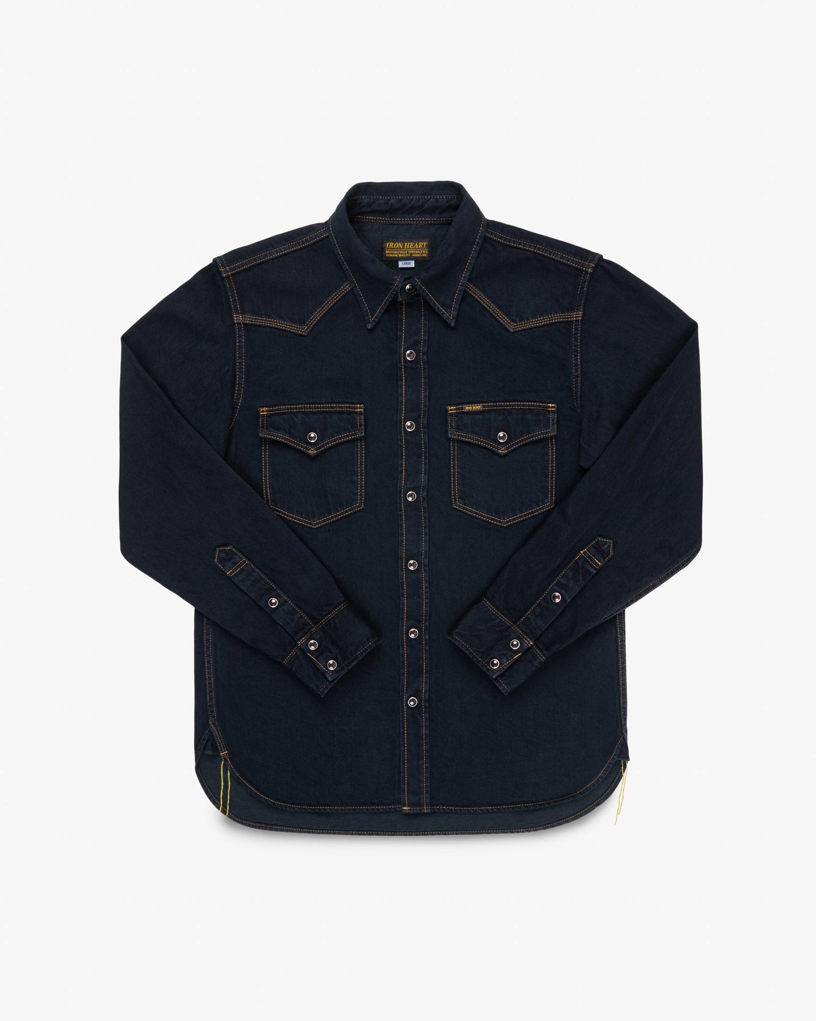12oz Selvedge Denim Western Shirt - Indigo Overdyed Black