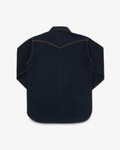 12oz Selvedge Denim Western Shirt - Indigo Overdyed Black