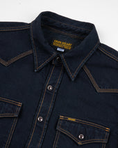 12oz Selvedge Denim Western Shirt - Indigo Overdyed Black
