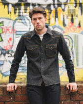 12oz Selvedge Denim Western Shirt - Black
