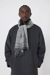 Patchwork Sculpture Scarf (Anthracite Merino Wool)