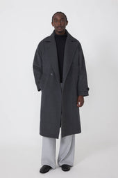 Asymmetric Coat (Charcoal Brushed Merino Wool)