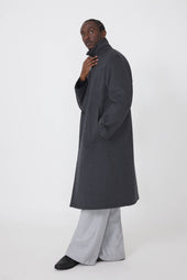 Asymmetric Coat Brushed Merino Wool