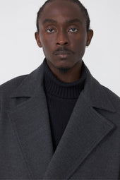 Asymmetric Coat Brushed Merino Wool